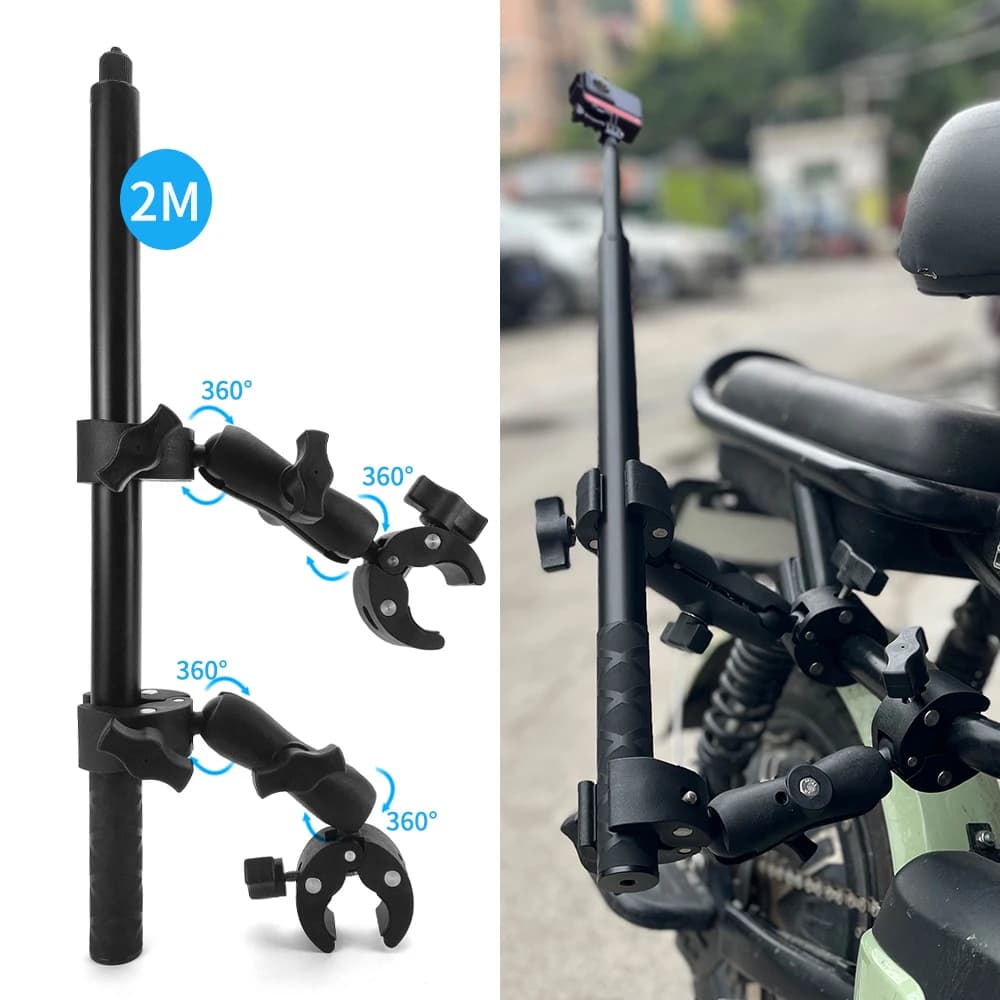 TUYU moto Bike invisibile Selfie Stick monopiede staffa di montaggio manubrio per GoPro Max 10 DJI Insta360One X2 X3 R accessori