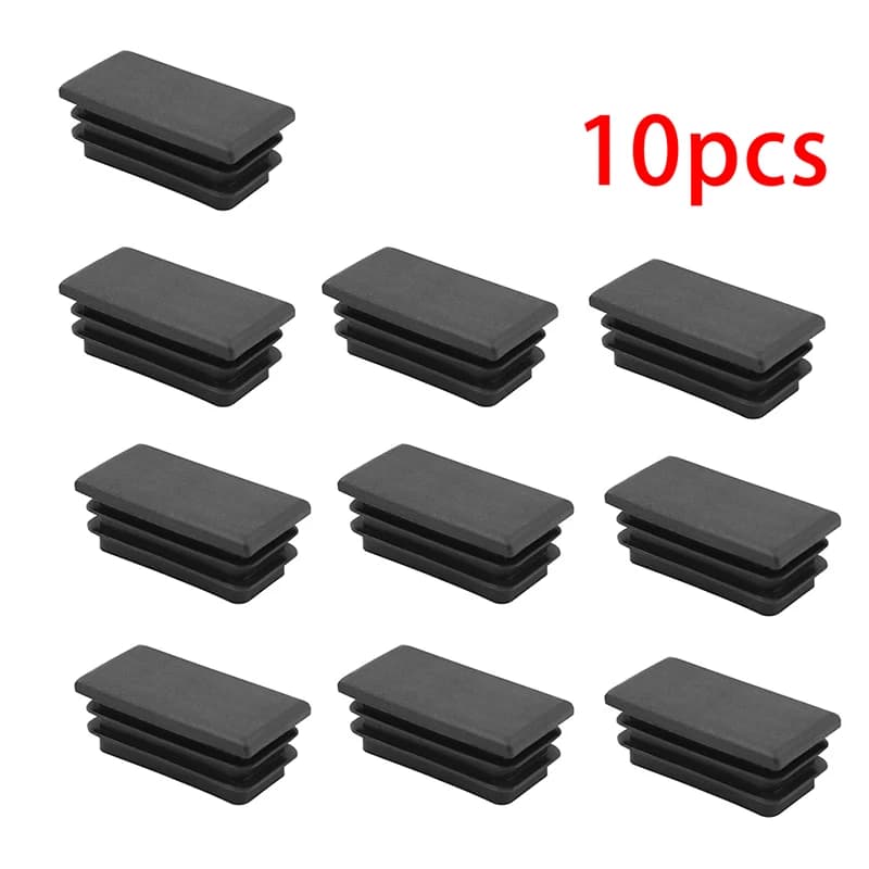 10pcs gambe per mobili tappo inferiore tappo terminale in plastica nera antiscivolo sedie da tavolo coperture di protezione del piede cuscinetti per tubi rettangolari