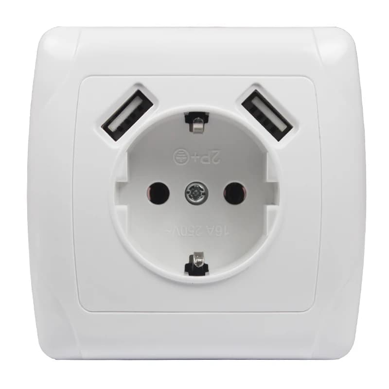 Presa elettrica a muro 5V2A standard UE con doppia presa USB domestica, caricatore con porta USB A7
