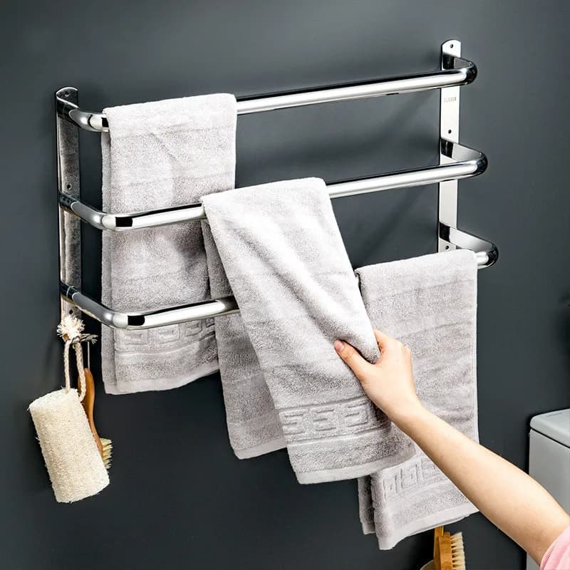 Portasciugamani da bagno di alta qualità portasciugamani in acciaio inossidabile supporto a parete barra singola doppia barra appendiabiti a tre barre
