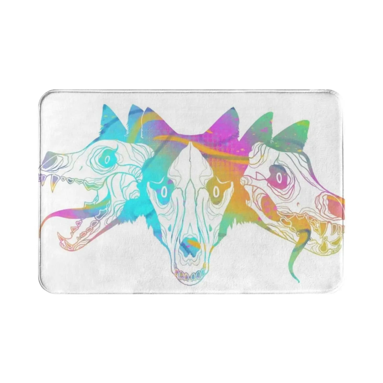 Cerberus (colore) Tappeto Tappetino Tappeto Cuscino Morbido antiscivolo Cerberus Lupo Teschio Teschio Mitologia Mitica in bianco e nero