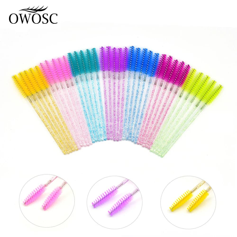 OWOSC 50 pcs/set seven colors wands for disposable Mascara Mini applicator eyelash brushes for Mascara Micro Spoolie for eyelashes