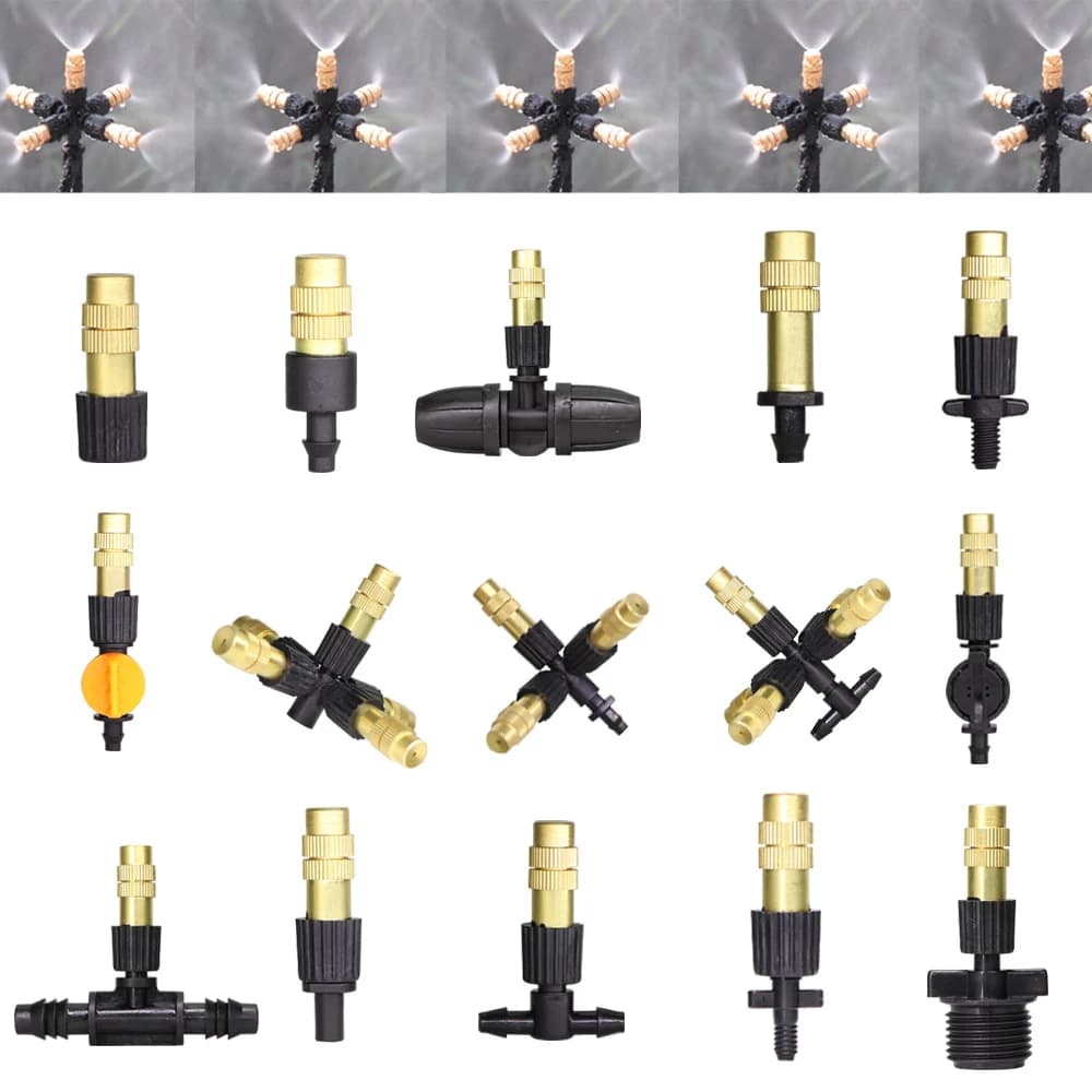 16 Types Brass Nozzle Adjustable Garden Irrigation Spray Cooling Parts 4/7mm 8/11 Copper Sprinkler Pipe With Connector