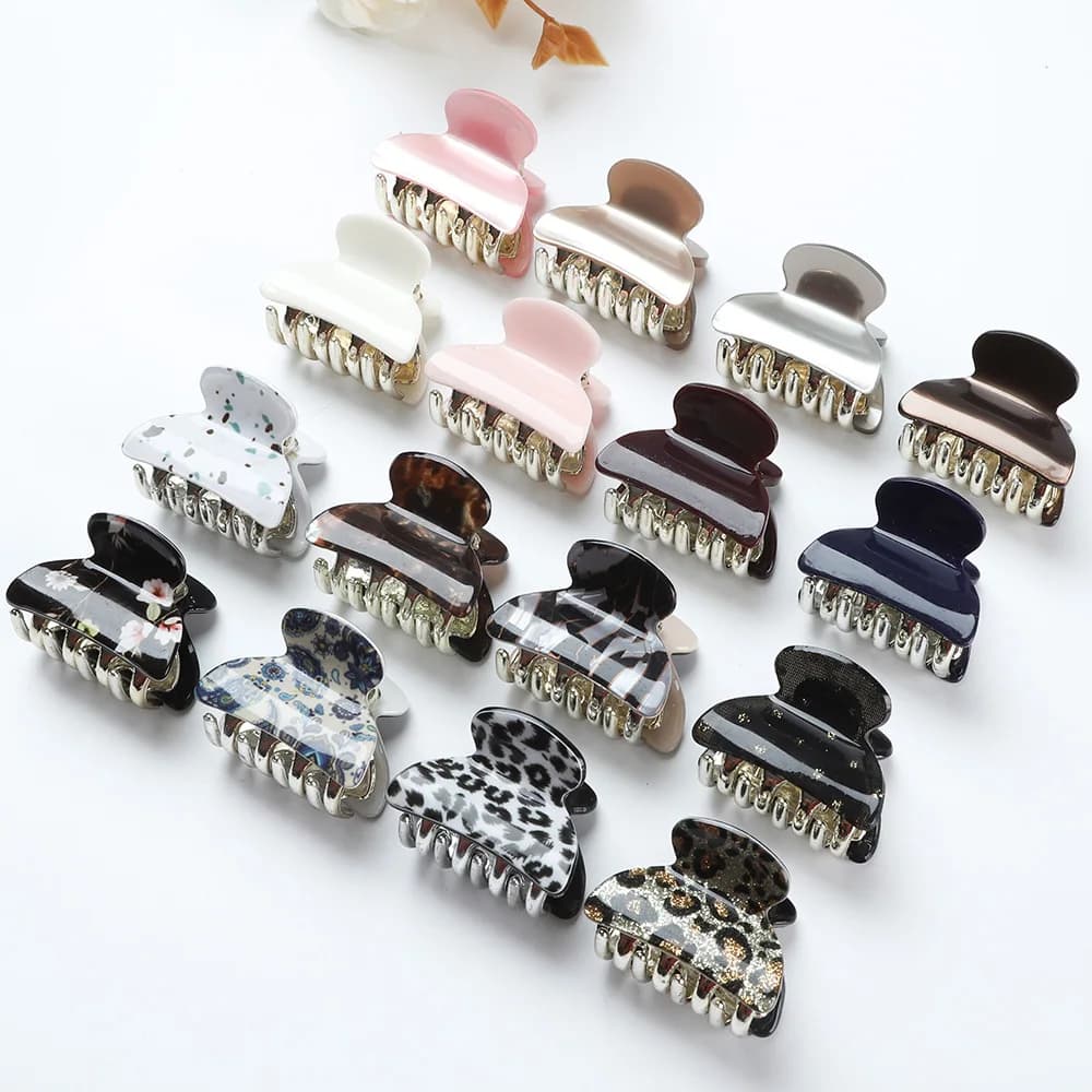 3 pz/set Clip di capelli stampa acrilica piccoli granchi donna ragazza perla leopardo morsetto artiglio Barrette forcina accessori per capelli