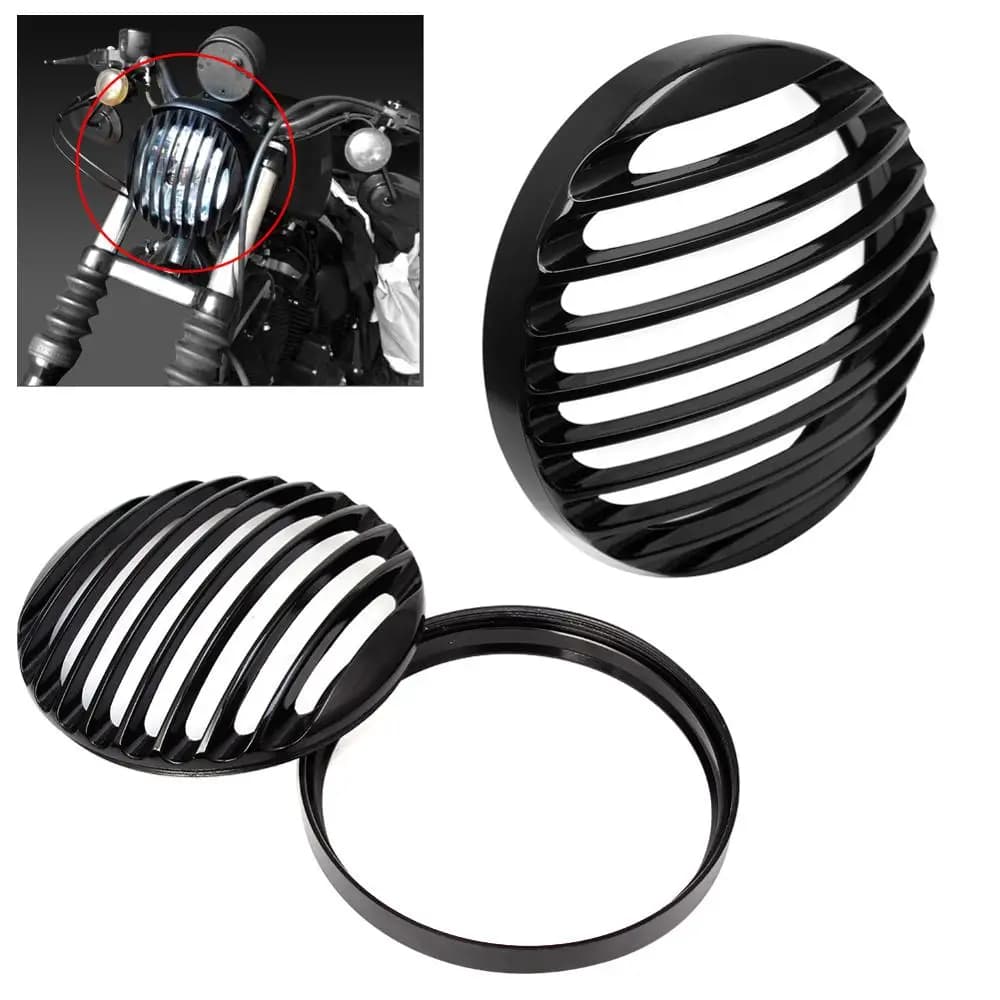 Motorcycle 5.75" 5 3/4" CNC Retro Headlight Grill Cover Fit For Harley Sportster XL 883 Iron 1200 04-14 Custom XL1200C 48