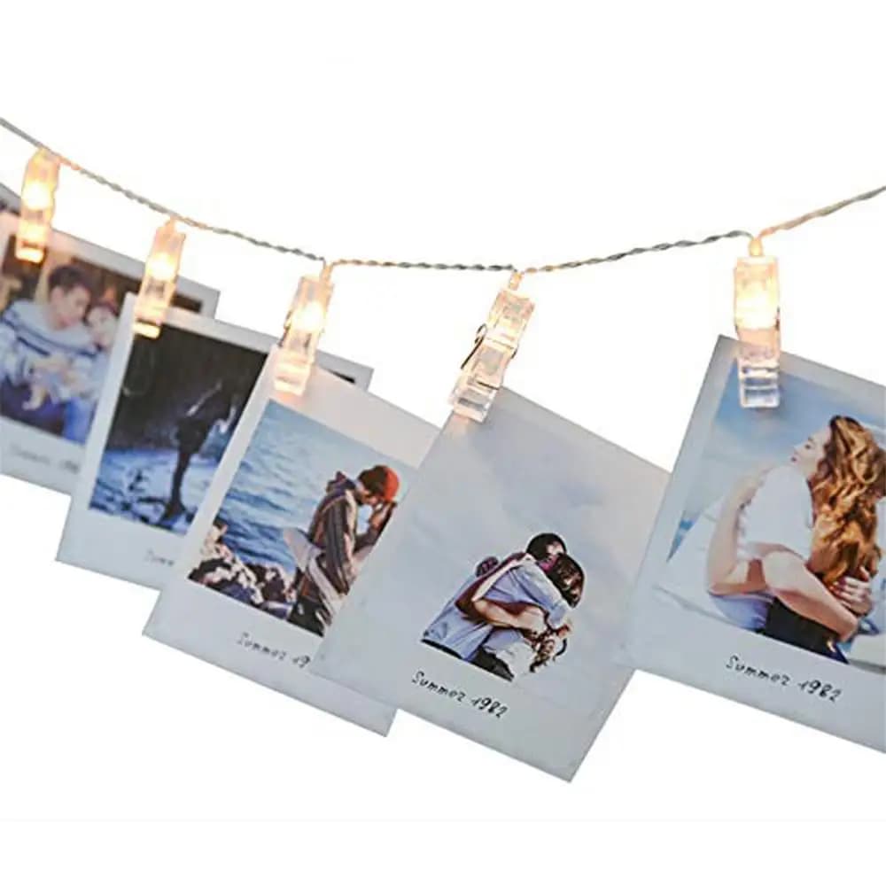Ghirlanda di Capodanno Lampada con clip per foto Luci a stringa a LED Batteria USB DC 5V Festa di Natale Decorazione di nozze Lucine