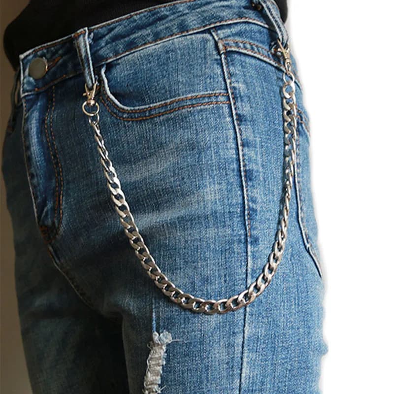 Portafoglio lungo in metallo con catena Guinzaglio Pantalone Jean Portachiavi Anello Clip Gioielli da uomo in acciaio inossidabile Hip Hop