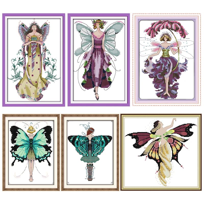 Joy Sunday Flower Fairy timbrato Kit punto croce modello contato 11CT 14CT stampa cucito a mano ricamo Decor Art cucito