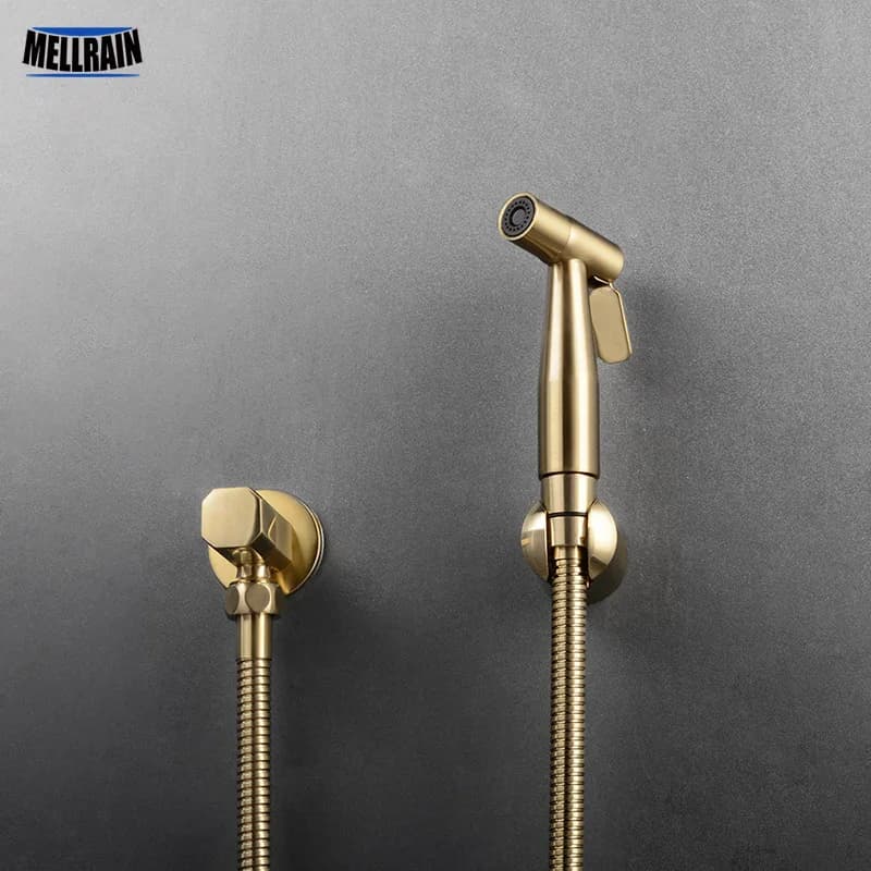 Kit rubinetto Bidet wc bagno. Doccia a spruzzo per Bidet a parete in oro spazzolato con valvola di intercettazione nero, oro rosa Shattf