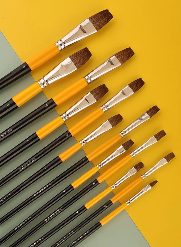 6 pz/set donnola capelli Piatto di picco Acrilico di Arte Artista Del Mestiere Olio Pittura Ad Acquerello Pennello penna fila rifornimenti di arte