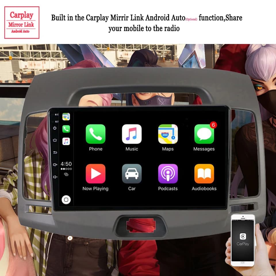 Autoradio Android 14 per Hyundai Elantra 2006-2011 con Navigatore GPS, Lettore Multimediale e Registratore DVD