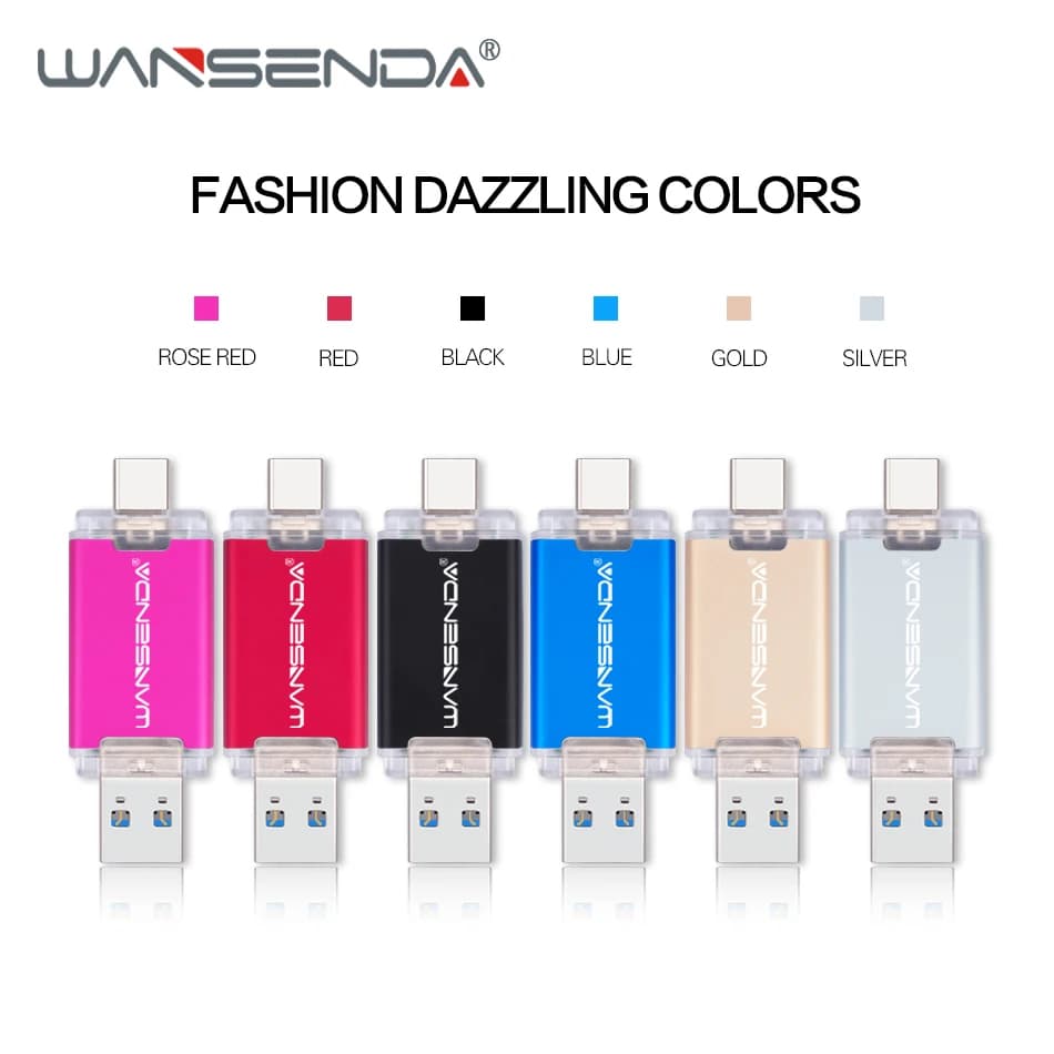 WANSENDA Chiavetta USB USB 3.0 TYPE-C 512 GB 256 GB 128 GB 64 GB 32 GB Cle USB Pen Drive per Pendrive di archiviazione esterna Android/PC