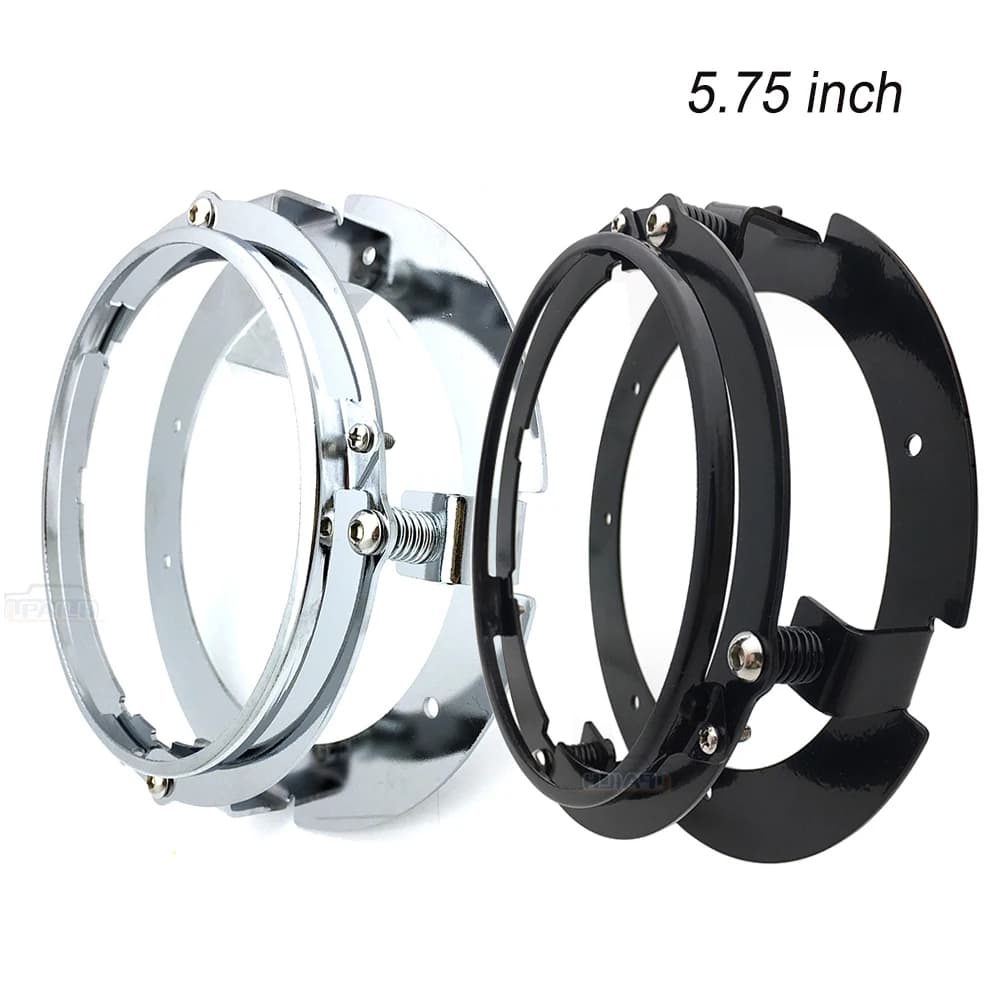 Nero/Cromo 5 3/4" 5.75 pollici Kit anello adattatore staffa di montaggio faro Cromo nero per faro LED moto 5.75