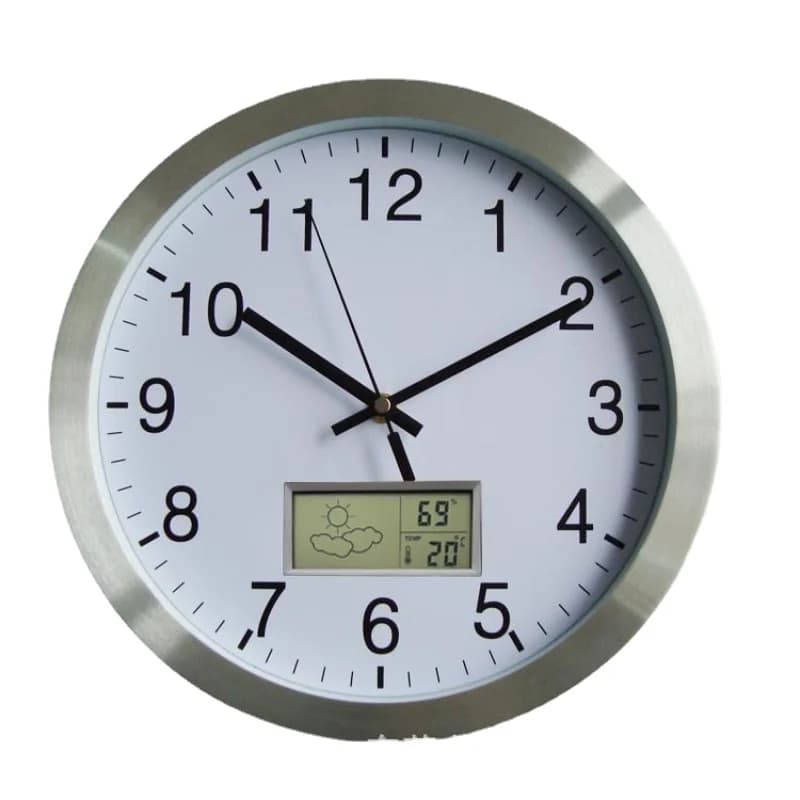 Decorazione da parete in metallo con orologio Calendario perpetuo alla moda semplice Orologi Previsioni meteo Decorazioni per la casa LCD per soggiorno Klok B