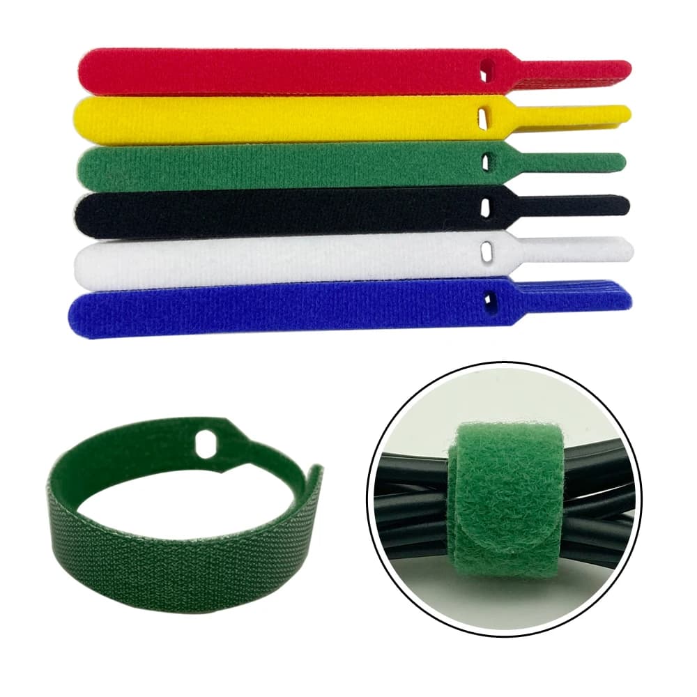 30 pz 1.2x15cm nastro adesivo di fissaggio riutilizzabile cravatte gancio e anello di fissaggio nastro di Nylon fascette