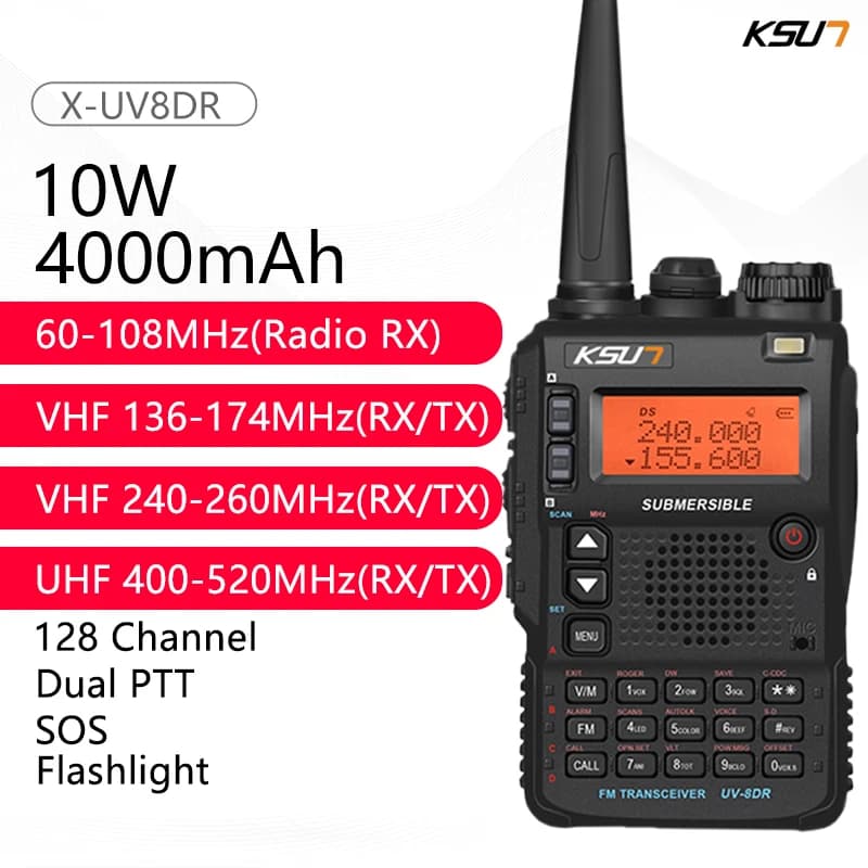 Walkie Talkie Long Range 10W per caccia e apparecchiature comunicazioni antenne Sdr ricetrasmettitore Radio Fm Scanner di frequenza