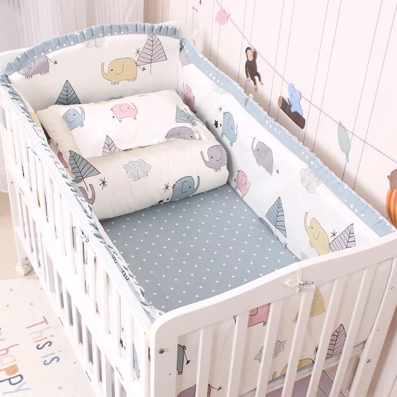 6 pcs/set Bed linen set for crib in cotton print bed linen for children bed linen for crib umbrella pillow pillowcase Set bed linen for babies