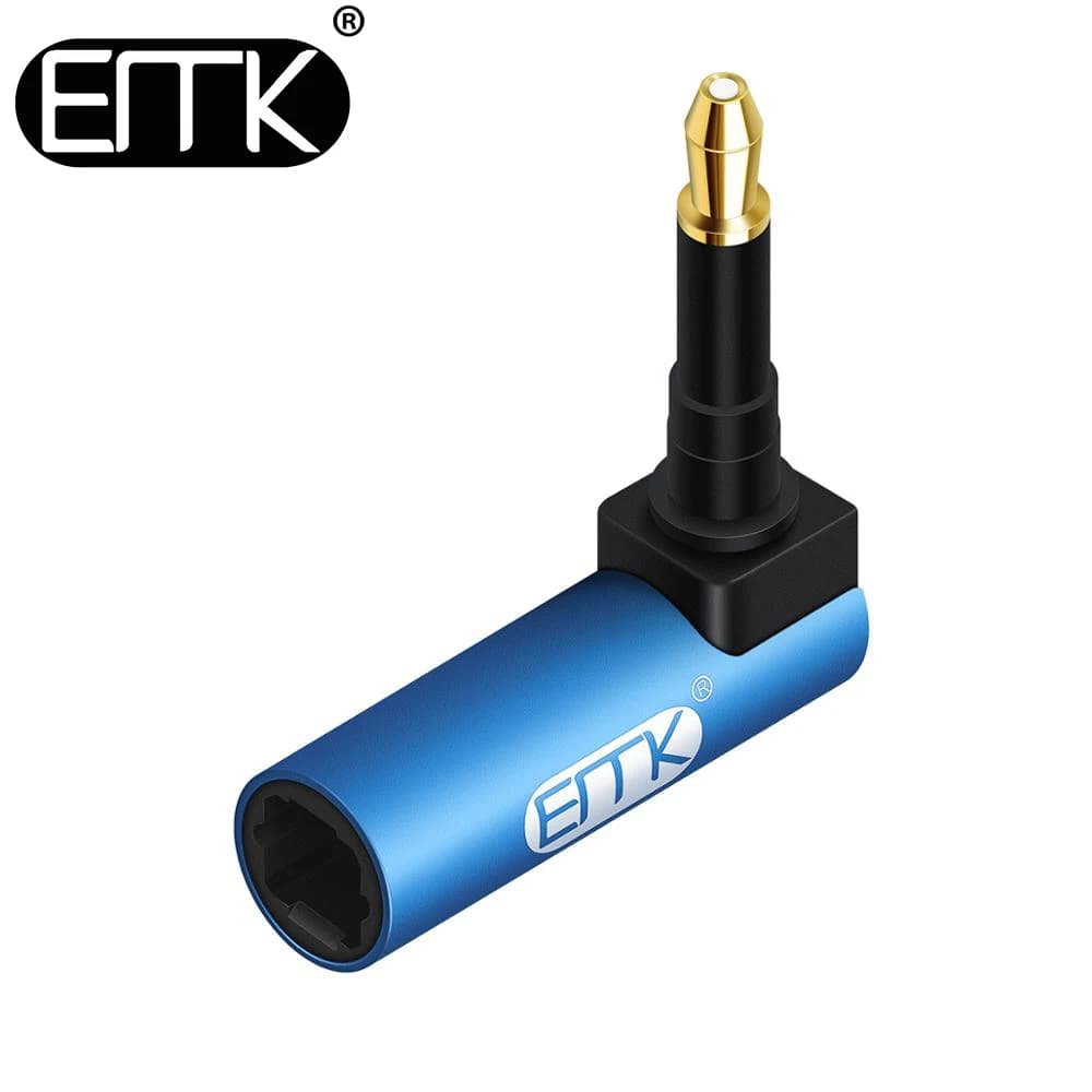 EMK Toslink to Mini Toslink Adapter M/F 3.5 mm 90 Degree Right Angle SPDIF Optical Audio Cable Connectors for Macbook, TV Box