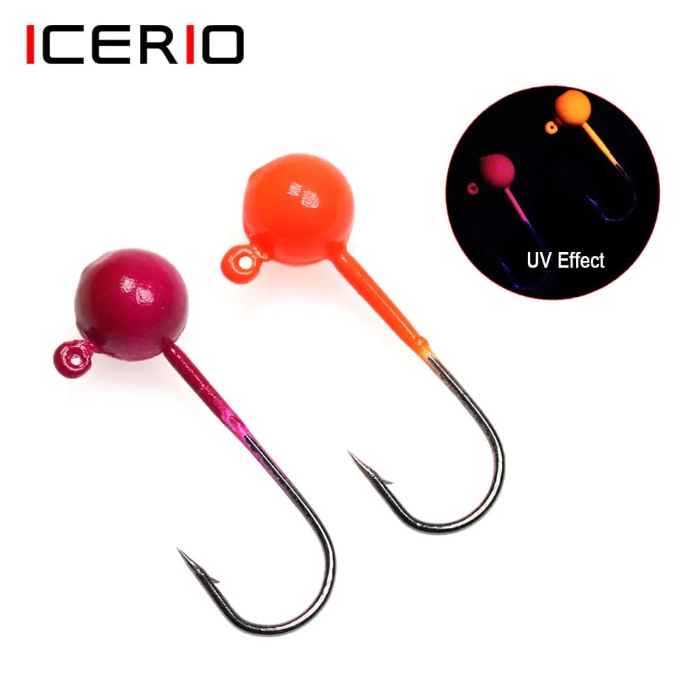 ICERIO 10 PZ 3g 5g Ponderato Forma Rotonda Rivestito UV Vernice jig testa Gancio Spinato Gancio di Pesca Morbido Verme Richiamo Gancio Arancione Rosa