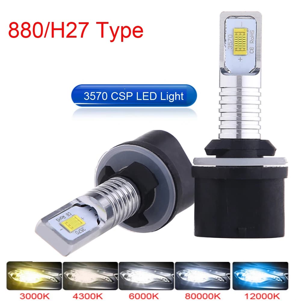 2 pz nuovo 3570 H27 881 880 lampadina a Led 12000LM 6500K 4300K fendinebbia per Auto bianca testa anteriore guida lampada da corsa Auto 12V H27W/2 H27W