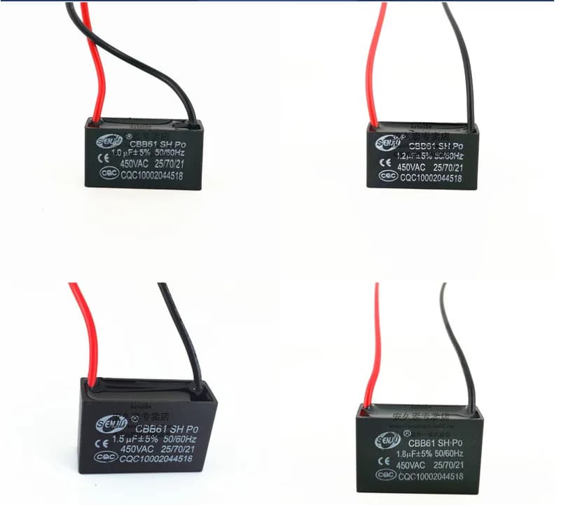 2 pezzi 0.47uf/0.68uf/1uf/1.2uf/1.5uf/1.8uf/2uf/3uf/4uf 5uf/6uf/7uf/20uf MFD 450V AC 50/60Hz condensatore elettrico a 2 fili CBB61