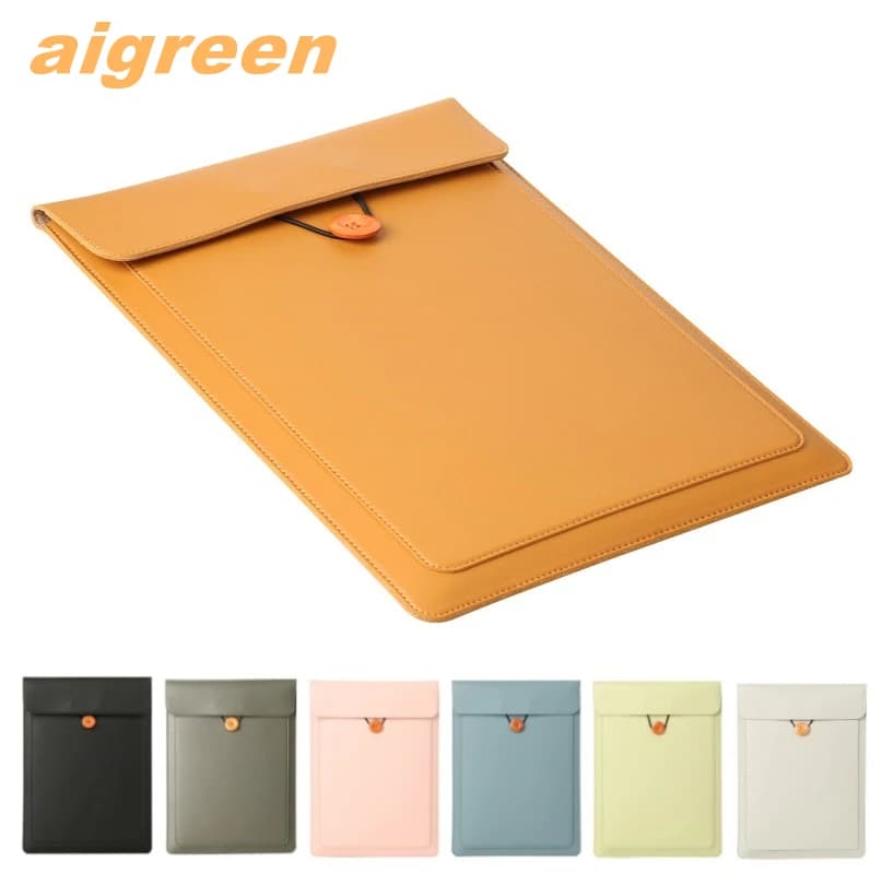 Sleeve Case Aigreen Brand Laptop Bag 10,11,12,13,14,15.4 Inch PU Leather Bag For Macbook Air Pro M1,Envelope Notebook Dropship