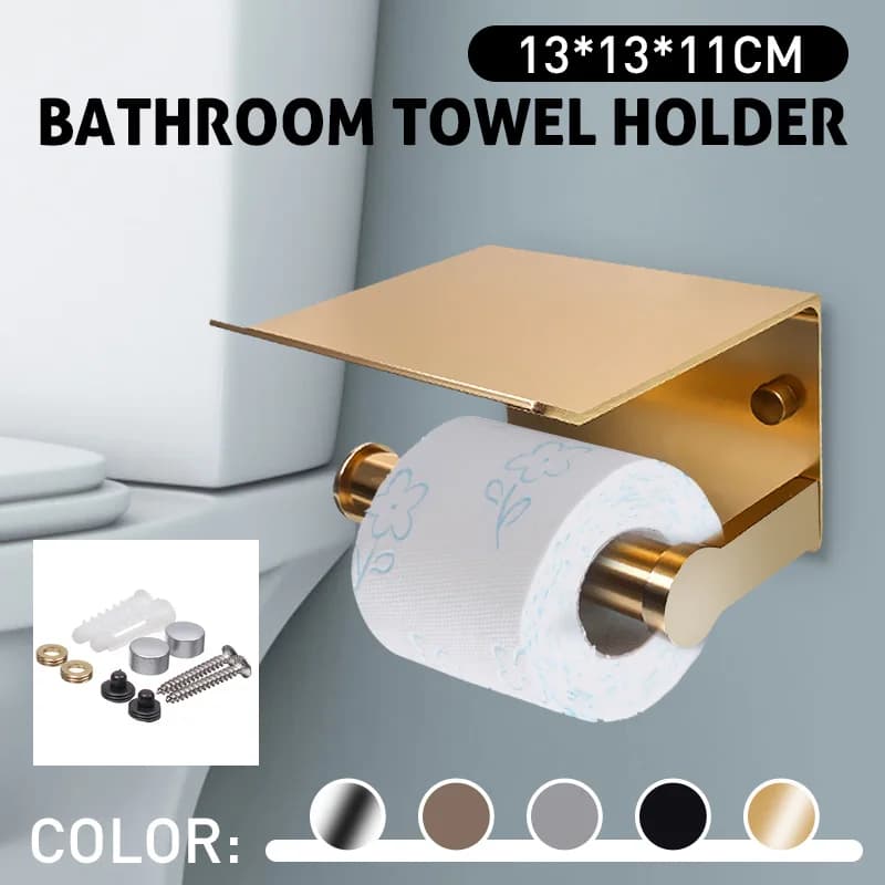 Supporti Per La Carta Accessori Per il Bagno WC WC Supporto di CARTA Del Telefono Mobile Porta Rotolo Con Asciugamano mensola Cremagliera Nero