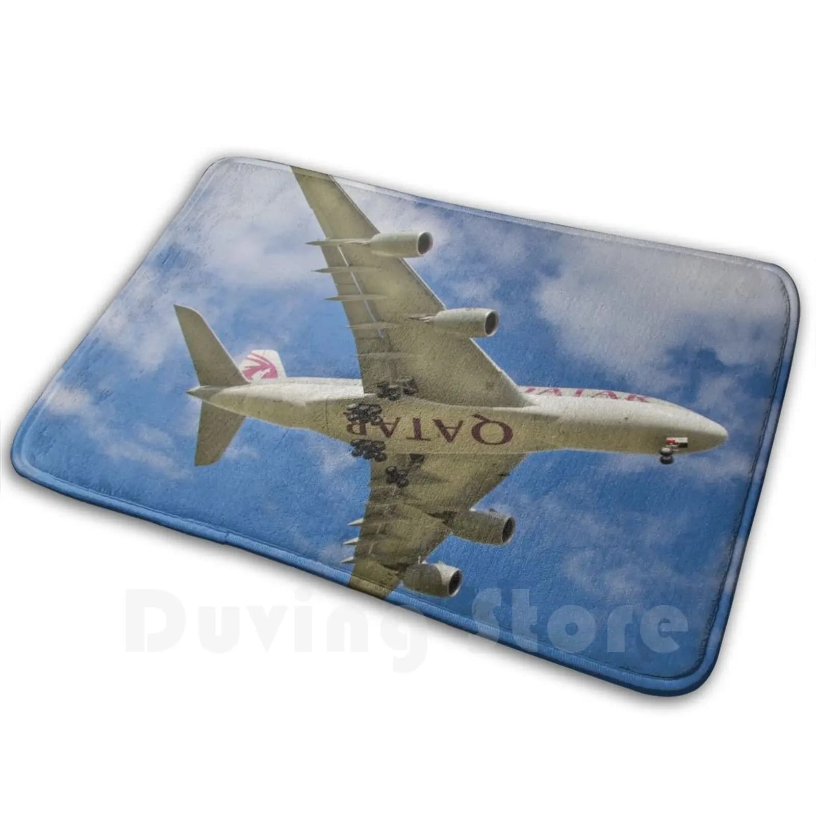 Qatar Tappeto Tappetino Tappeto Cuscino Qatar Aereo Atterraggio 747 780 Vola Vacanza Terra Aria Viaggio Aereo Aeroporto Pilota Aviazione Volo