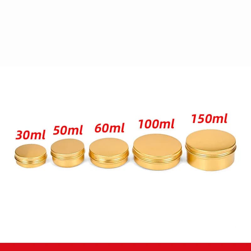 30 pezzi di alluminio dorato lattina 50ml 60ml 100ml 150ml lattine di tè dorato candela scatola di alluminio cosmetica