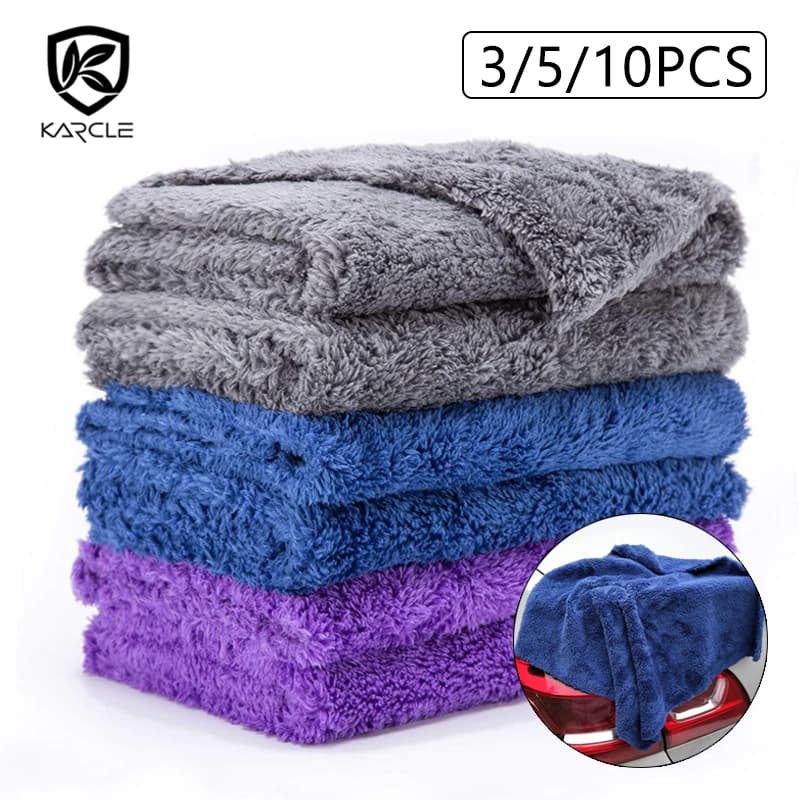 3/5/10pcs Lavaggio Auto Asciugamano In Microfibra Pulizia Asciugatura Auto Lucidatura Panno Morbido Senza Bordo Auto Dettagli Cera Asciugamano 40X40 CM 350GSM