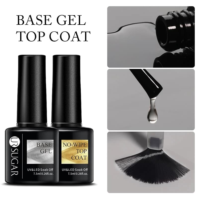 UR SUGAR 7.5ml No Wipe Top Coat Base Gel Lunga Durata No Bubble Base Gel Vernice Vernis Semi Permanente UV LED Gel Smalto per unghie