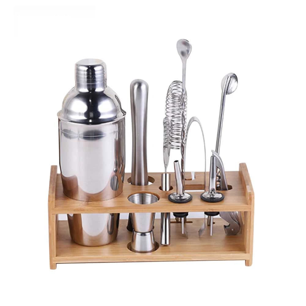 Bar Shaker Accessori per cocktail Articoli da bar Boston Drink per barista Set Jigger Tools Miscelatore in acciaio inossidabile 550/750ML Cremagliera in legno