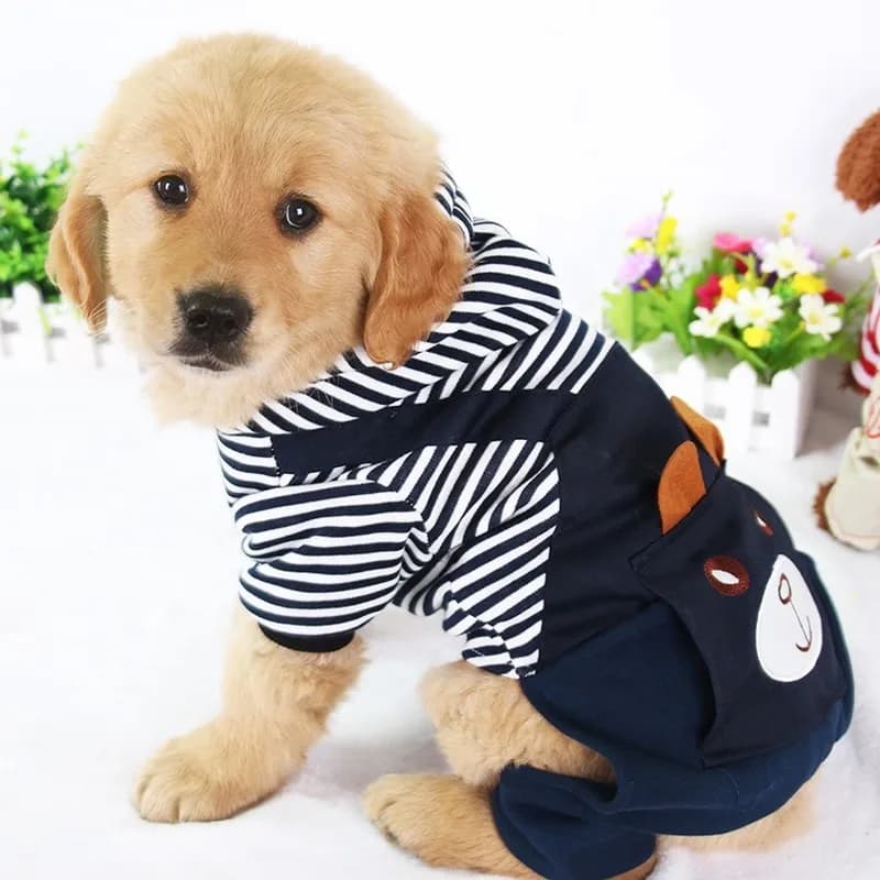 Abbigliamento per cani a righe di moda per cani cappotto felpa con cappuccio felpa invernale Ropa Perro abbigliamento per cani cartone animato abbigliamento per animali domestici CW02