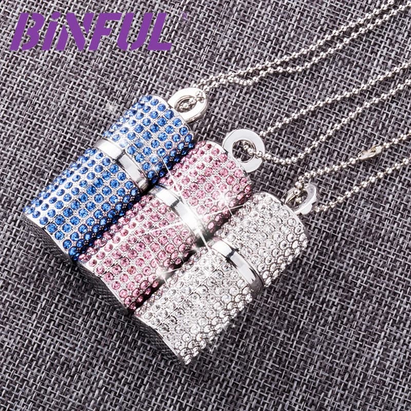 Binful USB Flash Drive 256GB Pendrive 32GB 64GB 128GB Pen Drive U Disk USB drive Irish Diamond Crystal Memory collana Stick