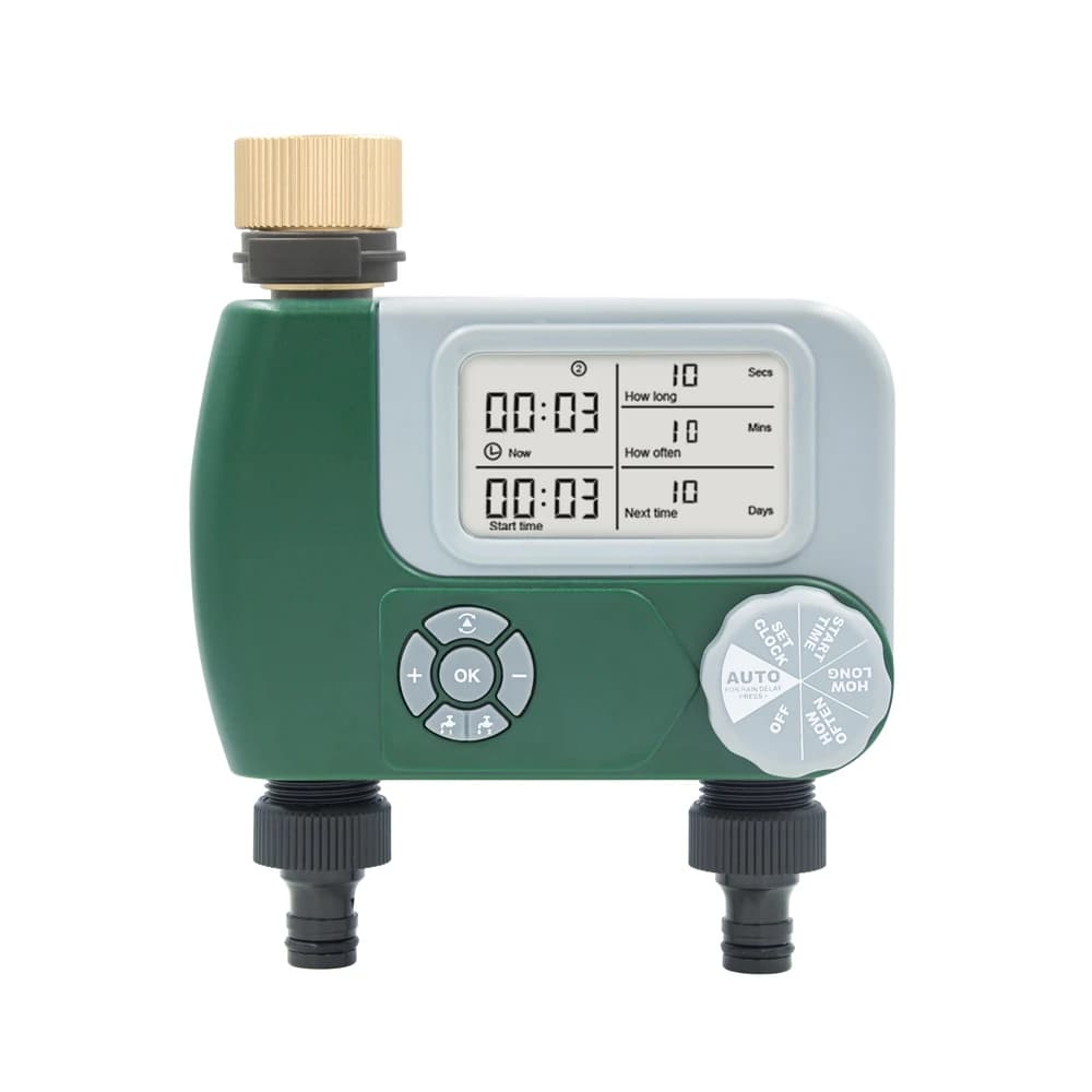 NBBX Watering Sprinkler Timer for Garden Hose - Auto Drip Irrigation Watering System with Timer, 2-Zone Sprinkler Controller