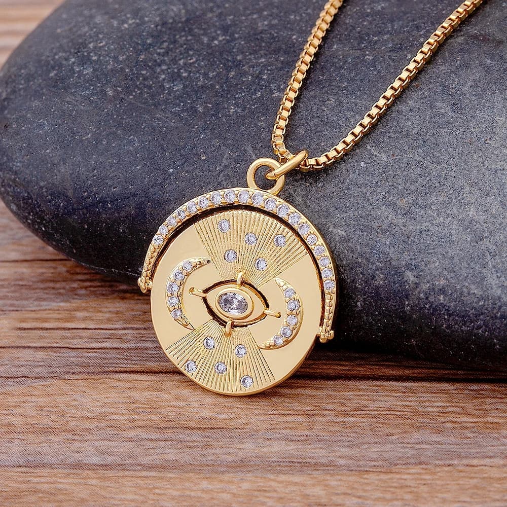 Nidin Fashion Design Lucky Evil Eye Pendant Necklace Chain Zircon Women Wedding Jewelry Daily Accessories Birthday Party Gift