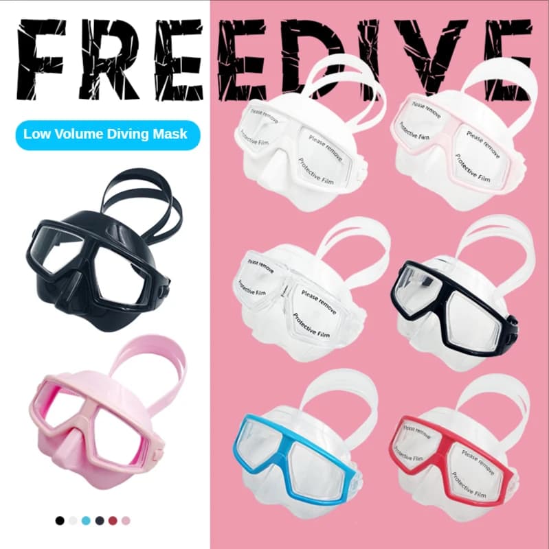 Professional FreeDiving Mask Anti-Fog Snorkeling Low Volume Swimming Mask with UV Protection Adjustable Snokelling Goggles