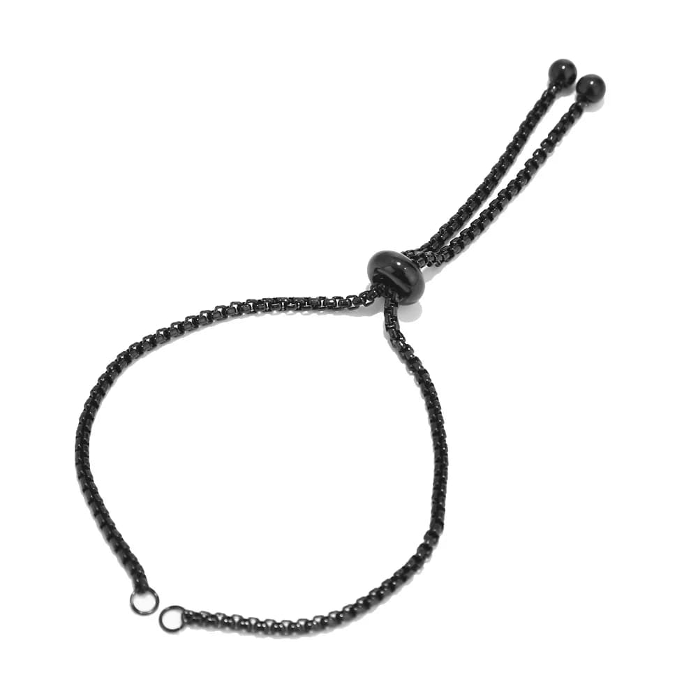 10 pezzi all'ingrosso in acciaio inossidabile nero/oro/oro rosa braccialetti scorrevoli scatola regolabile catena braccialetto Boho con perline di gomma