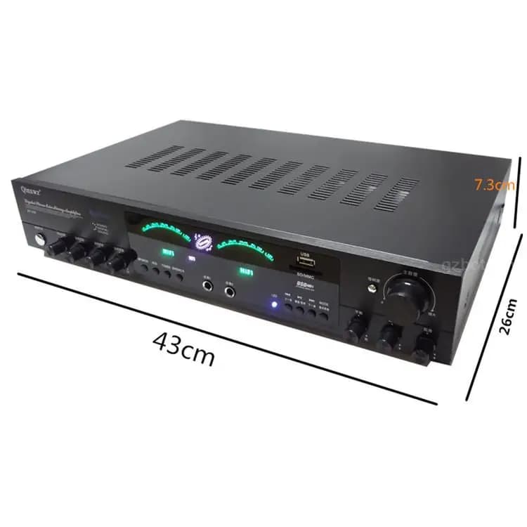 Bluetooth Audio U-disk Card Plug-in Macchina Karaoke ad alta potenza Home T Amplificatore di potenza Amplificatore per altoparlanti a 5 canali 200W * 2