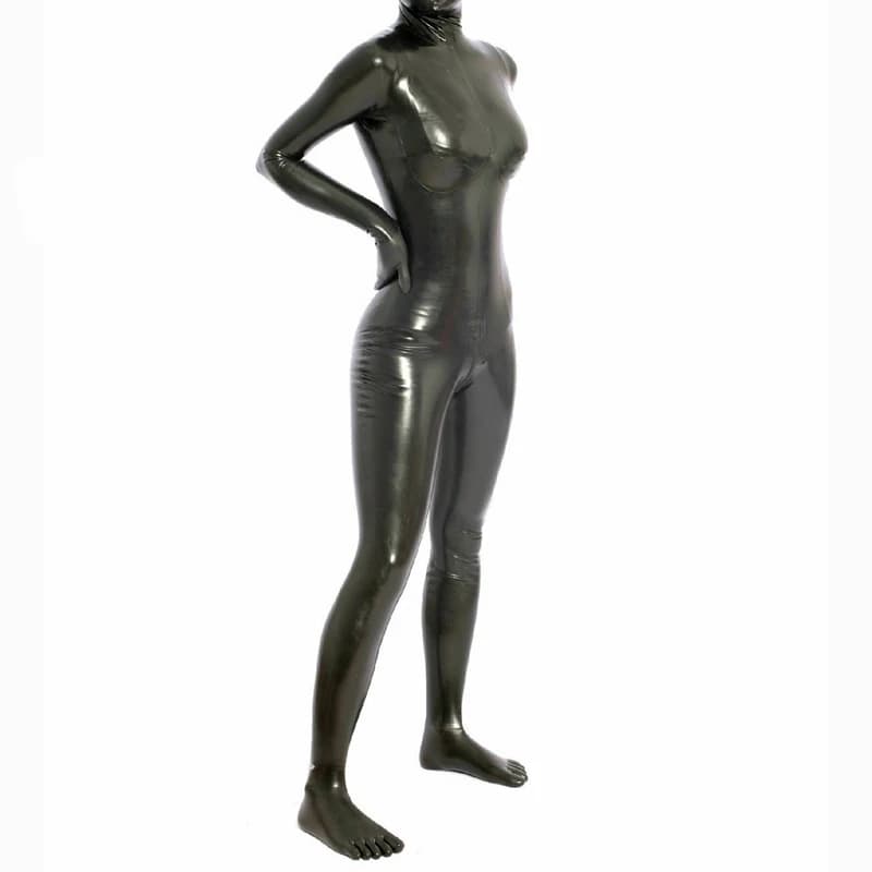 Sexy Latex Catsuit Toe Socks tute in gomma con Zip posteriore uomo donna Fetish tuta con cinque dita calzino 2D/3D seno senza cappuccio