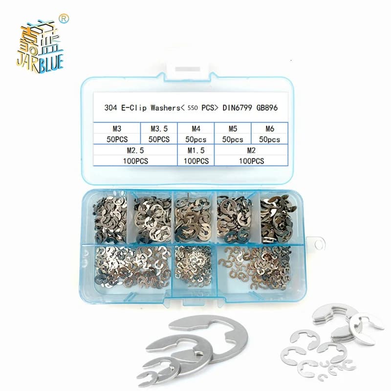 550/450Pcs/set DIN6799 GB896 M1.5-M6 304 Stainless Steel C-type Elastic Seals Snap Retaining Washers Circlip O Ring Kit