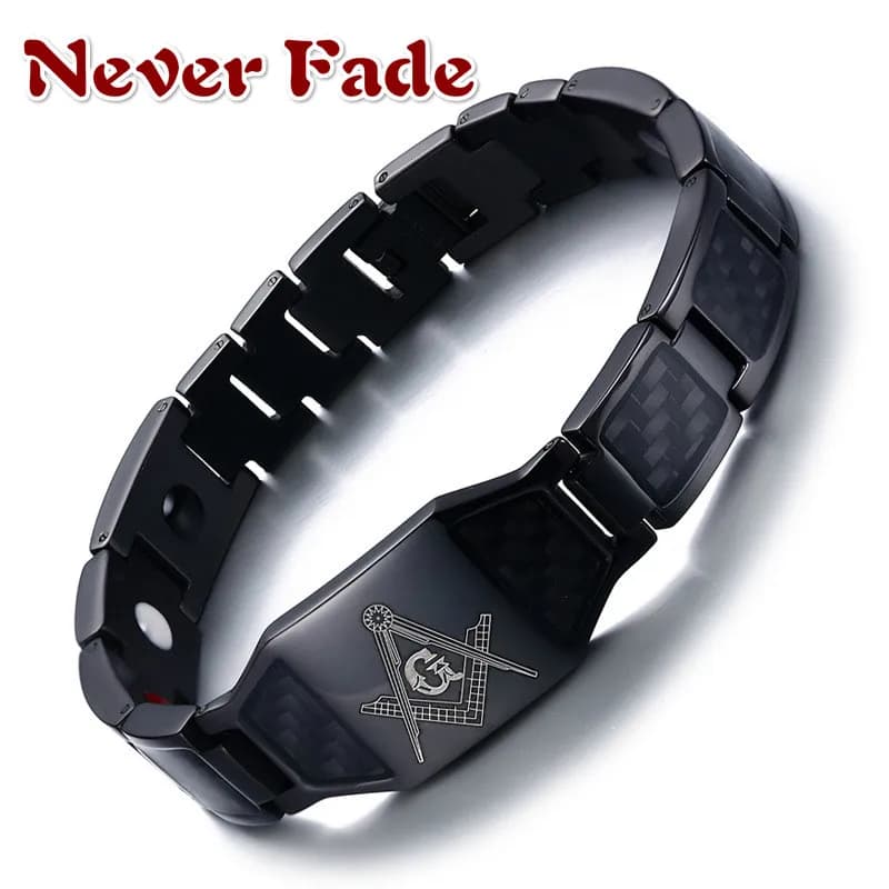 Bracciale curativo per terapia magnetica in acciaio 4 in 1 da uomo Bracciale bio magnete per assistenza sanitaria Allevia il dolore Bracciale anti-radiazioni regalo