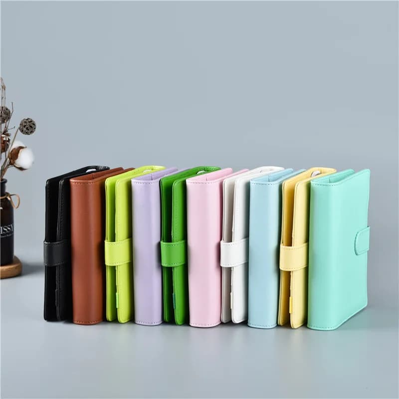 Macaron Color A5 A6 6 raccoglitore ad anelli PU quaderno a Clip in pelle quaderno a fogli mobili copertina quaderni diario cancelleria Kawaii