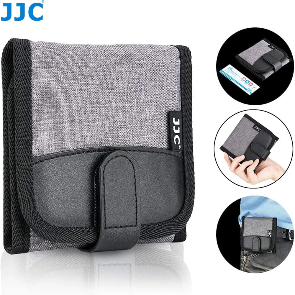 Custodia per filtro obiettivo JJC per filtro circolare fino a 82 mm Borsa portaoggetti per portafoglio con filtro per lenti a 3 tasche con design ad anello per cintura di fissaggio