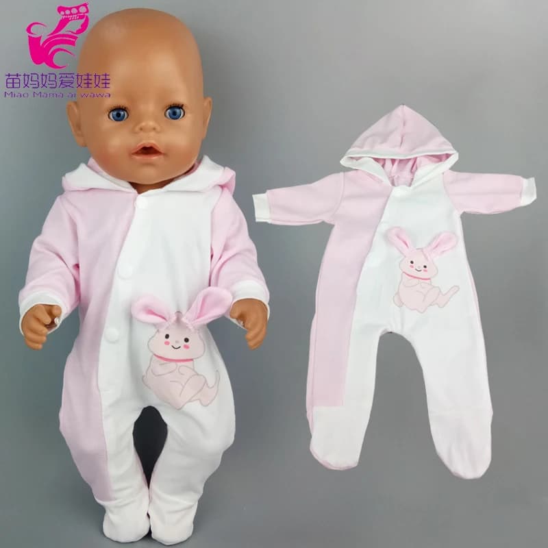 Vestiti per bambole Pagliaccetti con cappuccio per bambole appena nate da 43 cm per abbigliamento casual per bambole Americanog da 18 pollici