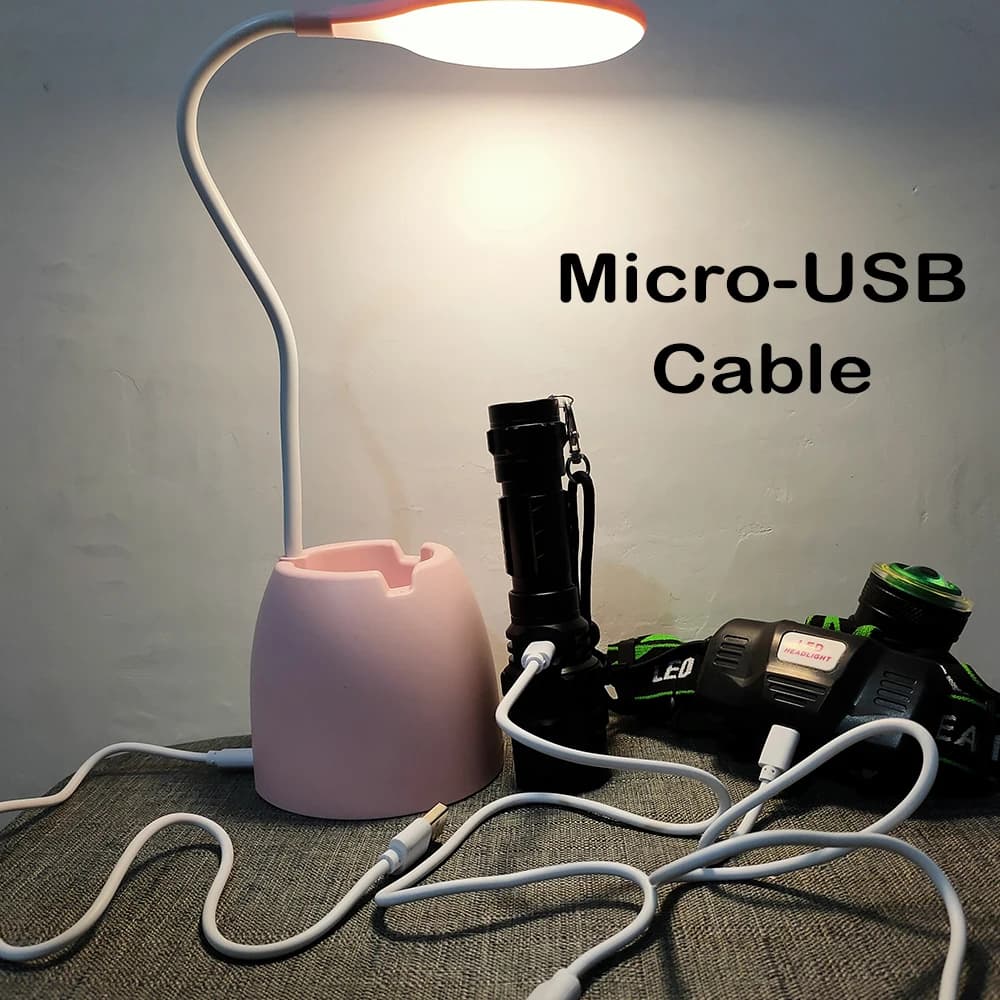 Caricabatterie per cavo Micro USB D9 per torcia frontale lampada da tavolo luce di lavoro telefono cavo Micro USB caricabatterie accessori per cavo metallico