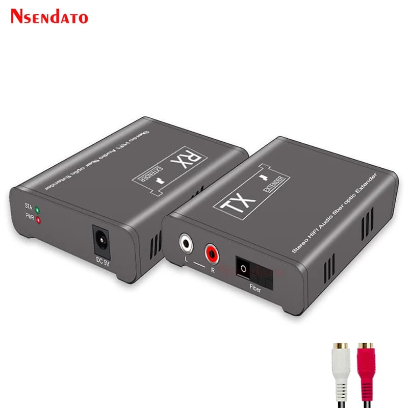 Extender Switch Ottico RCA 20KM su Fibra LC SC, Set Trasmettitore e Ricevitore Audio RCA, Adattatore Switch per Blu-Ray PS4 TV