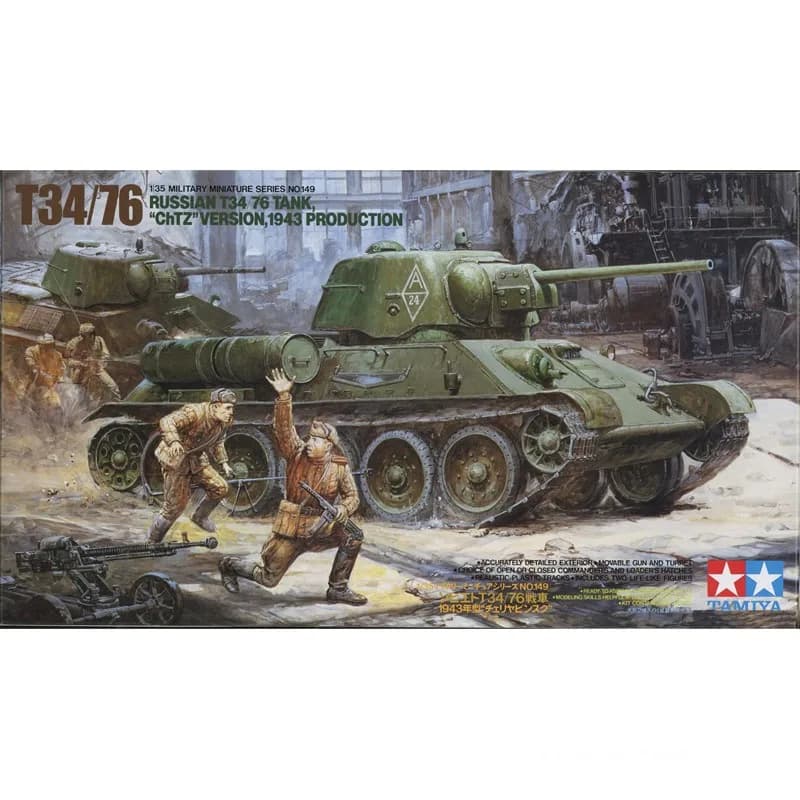 Modello di assemblaggio in plastica Tamiya-35149 1/35 Su T-34/76 Carro armato medio 1943 Modello con soldato Collezione per adulti Kit di montaggio fai da te