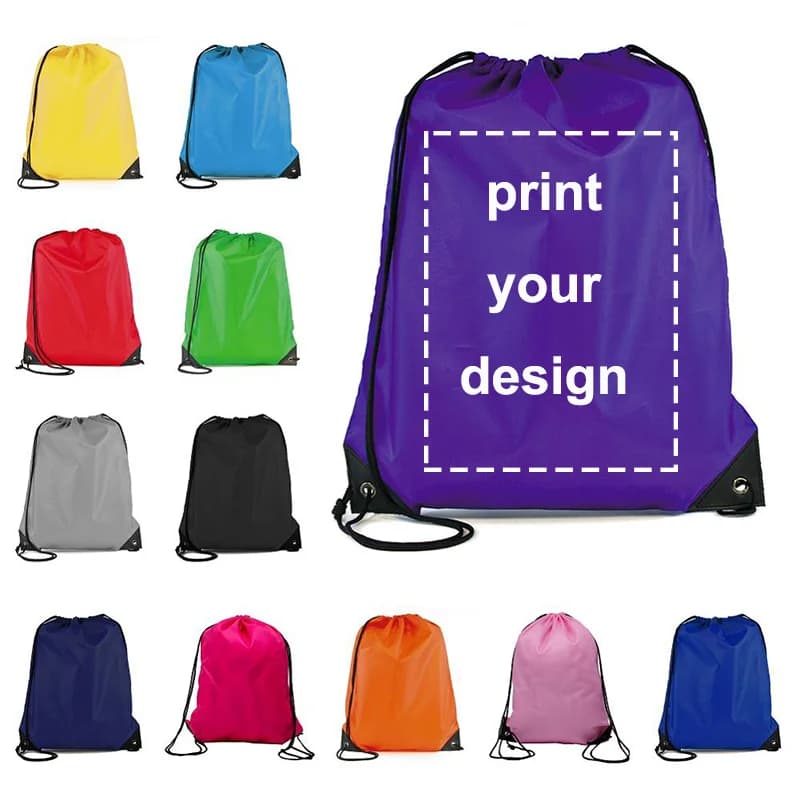 Zaino con Coulisse Personalizzabile, Sacchetto Portatile Leggero per Viaggi, Sport, Escursionismo, con Logo/Foto, Borsa Porta Scarpe in Oxford