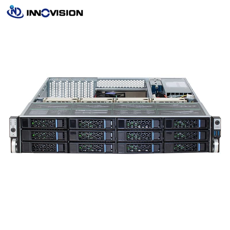 Case Server 2U Ottimizzato con 12 Bay Hot-Swap, L=650mm, Enorme Capacità di Archiviazione, Chassis Hot-Plug con Backplane per DCloud/NVR/NAS/IPFS, Senza Alimentatore